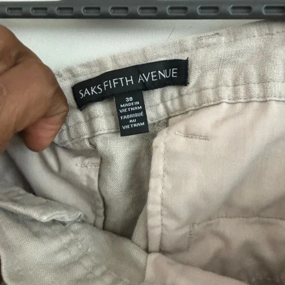 Saks fifth Avenue men’s 100% linen  shorts oatmeal size 38 - Picture 4 of 5